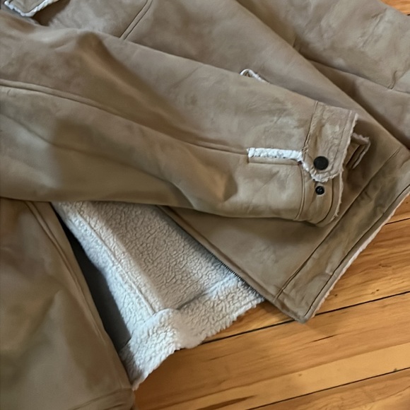 COVINGTON Camel Tan Faux Suede Shearling Jacket Coat NWOT - Picture 5 of 6